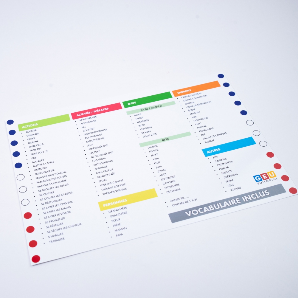 Tableau routine enfant. Calendrier...